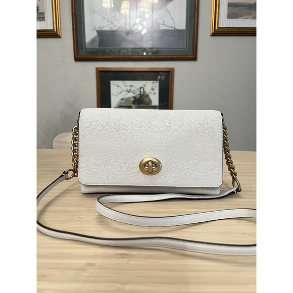 Coach Crosstown Crossbody Cream Pebble Bag Gold Chalk - Picture 14 of 14
